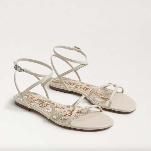 Sam Edelman Ellina Strappy Flat Sandal — White Leather 7.5 - Picture 1 of 10